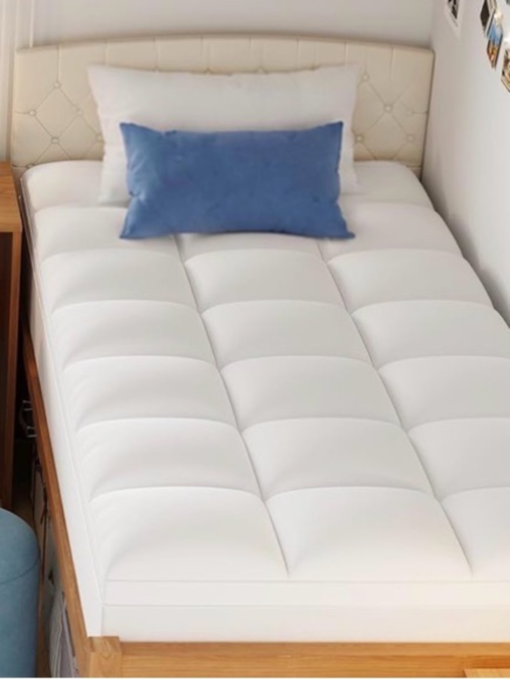 Twin XL Mattress Topper for College Dorm, Thick Pillow Top Bed Pad - Elemuse
